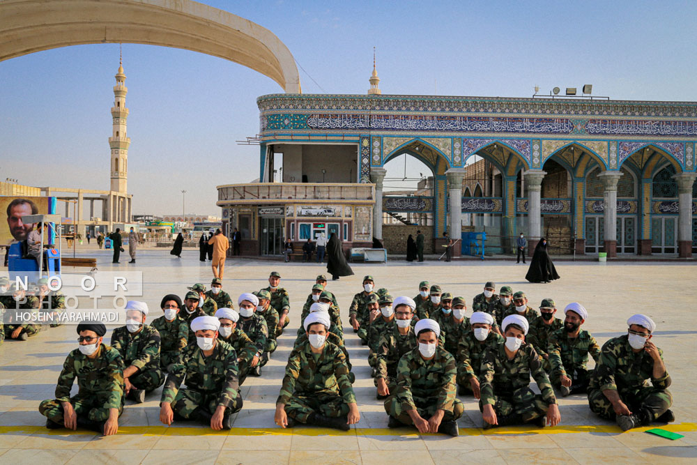 صبحگاه مشترک عهد سربازی در مسجد جمکران