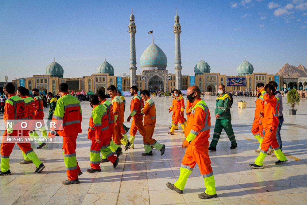 صبحگاه مشترک عهد سربازی در مسجد جمکران